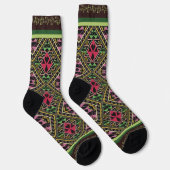 Lebhafte rosa und grüne Abstrakte Stoffe Kunst Socken (Rechts)
