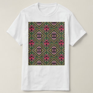Lebhafte rosa und grüne Abstrakte Stoffe Kunst T-Shirt