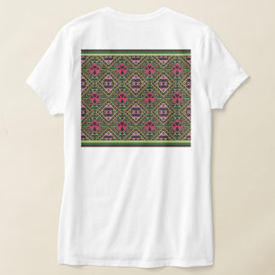 Lebhafte rosa und grüne Abstrakte Stoffe Kunst T-Shirt