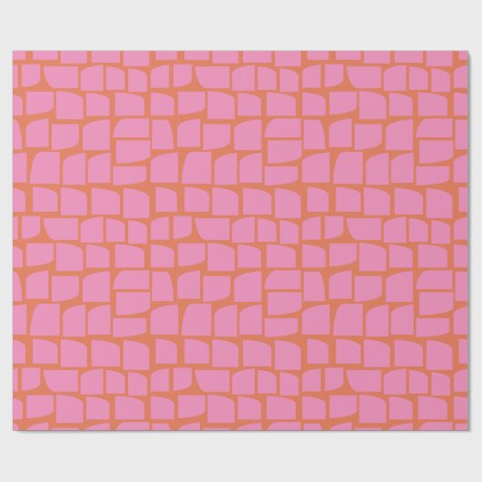 Lebhafte, rosa und orange Abstrakte geometrische F Geschenkpapier (Flach)
