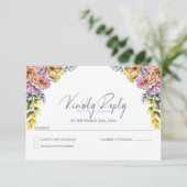Lebhafte Rosa- und Orangefarbene Hochzeit RSVP Karte (Stehend Vorderseite)