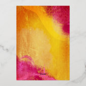 Lebhafte, rosa und orangefarbene Textur Hochzeit Folieneinladung (Rückseite)