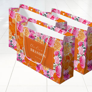 Lebhafte Rosa- und Orangengarten Blumenbezeichnung Große Geschenktüte