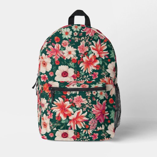 Lebhafte, rosa und zarte weiße Blume Bedruckter Rucksack (Vorderseite)