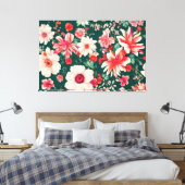 Lebhafte, rosa und zarte weiße Blume Leinwanddruck (Insitu (Schlafzimmer))