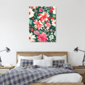 Lebhafte, rosa und zarte weiße Blume Leinwanddruck (Insitu (Schlafzimmer))