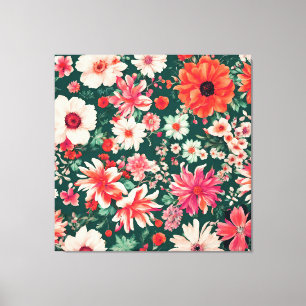 Lebhafte, rosa und zarte weiße Blume Leinwanddruck