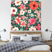 Lebhafte, rosa und zarte weiße Blume Leinwanddruck (Insitu (Schlafzimmer))