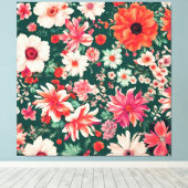 Lebhafte, rosa und zarte weiße Blume Leinwanddruck (Insitu (Holzboden))