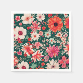 Lebhafte, rosa und zarte weiße Blume Serviette