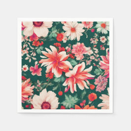 Lebhafte, rosa und zarte weiße Blume Serviette