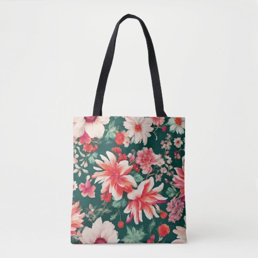 Lebhafte, rosa und zarte weiße Blume Tasche (Vorderseite)