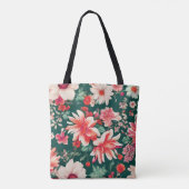 Lebhafte, rosa und zarte weiße Blume Tasche (Rückseite)