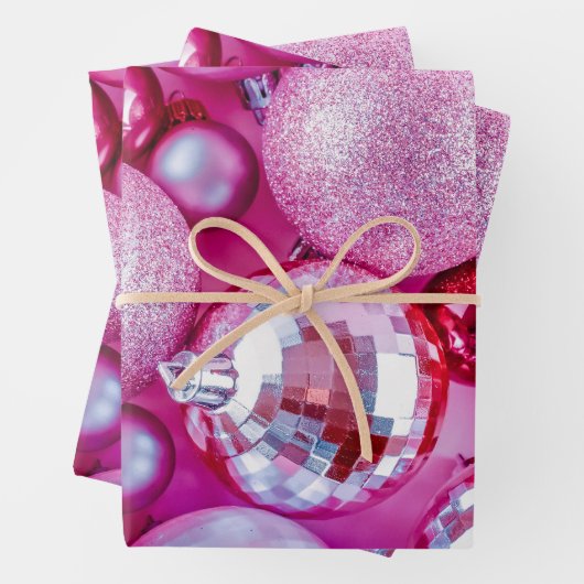 Lebhafte, rosa Weihnachtsschmuck Geschenkpapier Set (Beispiel)