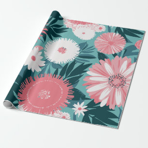 Lebhafte Rosa-Weiß-BlumenSymphonie Geschenkpapier
