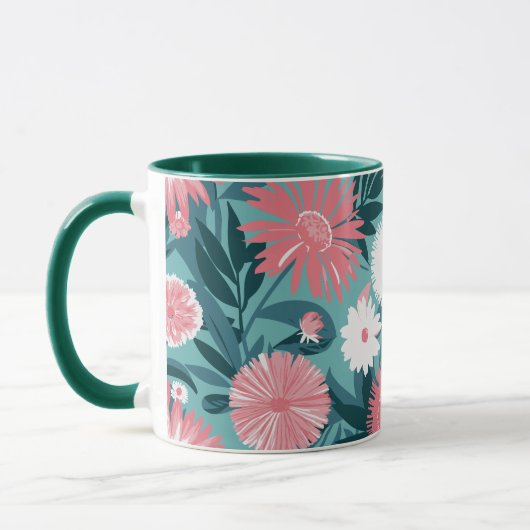 Lebhafte Rosa-Weiß-BlumenSymphonie Tasse (Links)