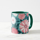 Lebhafte Rosa-Weiß-BlumenSymphonie Tasse (VorderseiteRechts)