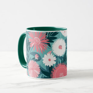 Lebhafte Rosa-Weiß-BlumenSymphonie Tasse