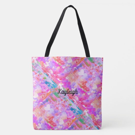 Lebhafte, rosafarbene Abstrakte Tasche (Vorderseite)