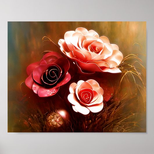 Lebhafte Rose aus Kupfer Poster (Vorne)