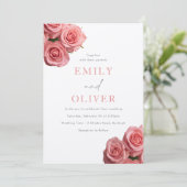 Lebhafte Rosenrosen Rosen Elegante Hochzeit Einladung (Stehend Vorderseite)