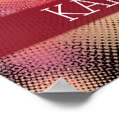 Lebhafte Rot-Halftone-Gymnastik mit Monogramm Poster (Ecke)
