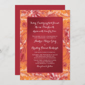 Lebhafte Rot- und Orangefarbene Hochzeitsfeier Einladung (Vorne/Hinten)