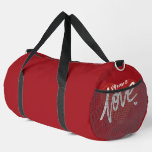 Lebhafte Rot-Weiße Typografie Katzengedankeneltern Duffle Bag