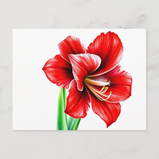 Lebhafte rote Amaryllis in Wasserfarbe Postkarte (Vorderseite)