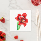 Lebhafte rote Amaryllis in Wasserfarbe Serviette (Beispiel)