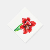 Lebhafte rote Amaryllis in Wasserfarbe Serviette (Ecke)