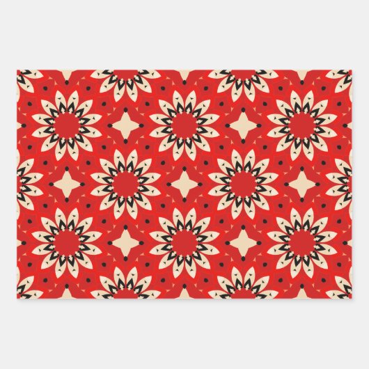 Lebhafte rote arabische Mosaik geometrisch Geschenkpapier Set (Vorderseite 3)
