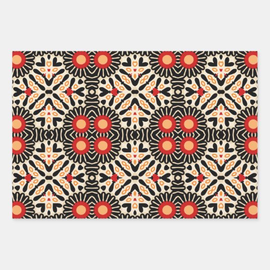 Lebhafte rote arabische Mosaik geometrisch Geschenkpapier Set (Vorderseite 2)
