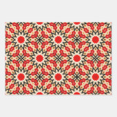 Lebhafte rote arabische Mosaik geometrisch Geschenkpapier Set (Vorderseite)