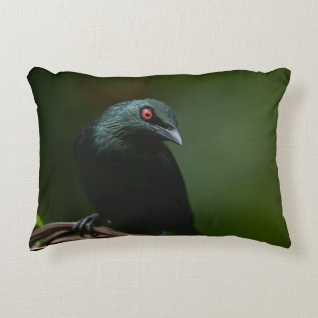 Lebhafte rote Augen des asiatischen Glossy Starlin Dekokissen (Vorderseite)