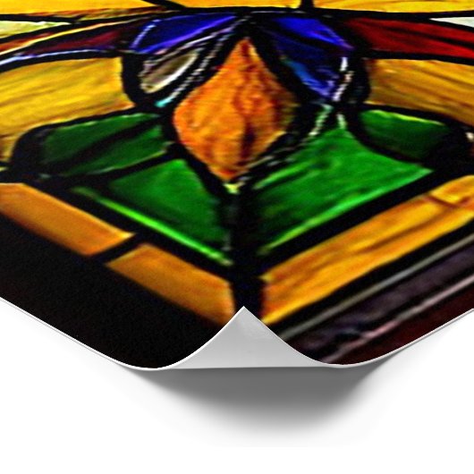 Lebhafte Rote Bäume Gestaltete Glaskunst Poster (Ecke)