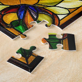 Lebhafte Rote Bäume Gestaltete Glaskunst Puzzle (Seite)