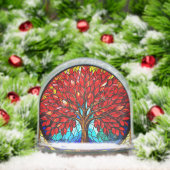 Lebhafte Rote Bäume Gestaltete Glaskunst Schneekugeln (Weihnachten)