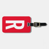 Lebhafte rote, benutzerdefinierte Monogramm-Gepäck Gepäckanhänger (Vorderseite horizontal)