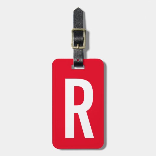 Lebhafte rote, benutzerdefinierte Monogramm-Gepäck Gepäckanhänger (Vorderseite vertikal)