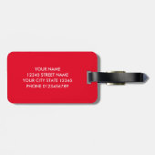 Lebhafte rote, benutzerdefinierte Monogramm-Gepäck Gepäckanhänger (Rückseite horizontal)