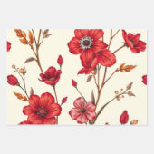 Lebhafte rote botanische Illustration Geschenkpapier Set (Vorderseite 3)