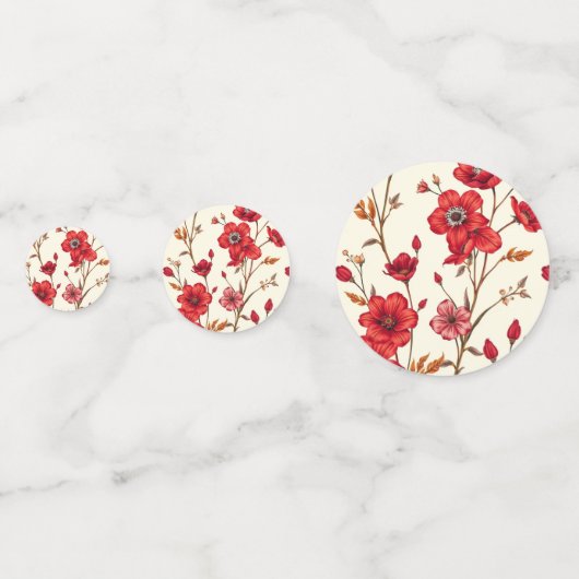 Lebhafte rote botanische Illustration Konfetti (Vorderseiten)