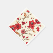Lebhafte rote botanische Illustration Serviette (Ecke)