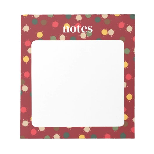 Lebhafte rote, farbenfrohe Polka-Punkte Notizblock (Vorderseite)