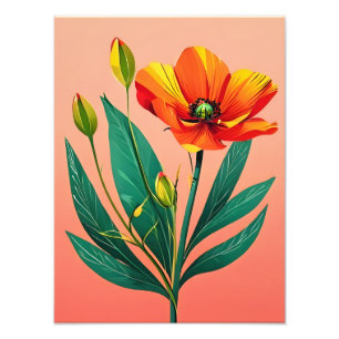 Lebhafte Rote Mohnblume Kunst drucken Fotodruck