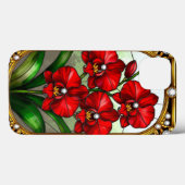 Lebhafte Rote Orchideen in Ziergoldrahmen Case-Mate iPhone Hülle (Rückseite (Horizontal))