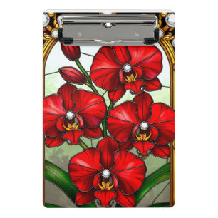Lebhafte Rote Orchideen in Ziergoldrahmen Mini Klemmbrett