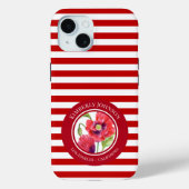 Lebhafte rote Pflaumen Blumenkreislauf Weiße Strei Case-Mate iPhone Hülle (Rückseite)