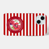 Lebhafte rote Pflaumen Blumenkreislauf Weiße Strei Case-Mate iPhone Hülle (Rückseite (Horizontal))